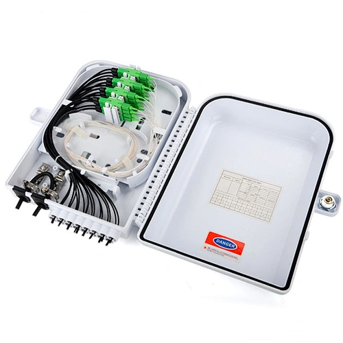 Indoor outdoor 16 core FTTH fiber optic distribution box Fiber optic splicing ABS box PLC splitter termination box